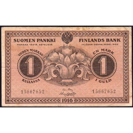 Finlande - Pick 19_1 - 1 markan kullassa - 1916 - Etat : B