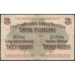 Allemagne - Emission de Posen (Pologne) - Pick R 123b - 3 rubel - Série S - 17/04/1916 - Etat : TB-