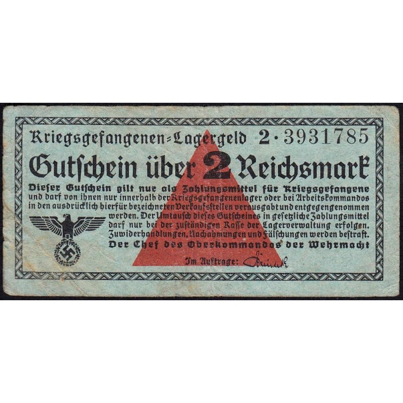 Allemagne - Camp de prisonniers WW2 - 2 reichsmark - Série 2 - 1939/1940 - Etat : TB