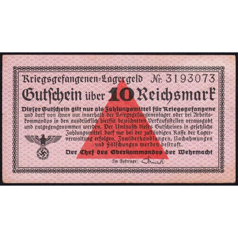 Allemagne - Camp de prisonniers WW2 - 10 reichsmark - Sans série - 1939/1940 - Etat : TTB+