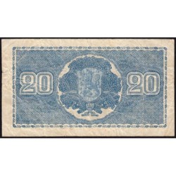 Finlande - Pick 86_16 - 20 markkaa - Litt. B - Série O - 1945 (1948) - Etat : B+