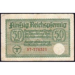 Allemagne - Territoires occupés - Pick R 135 - 50 reichspfennig - Série 57 - 1939 - Etat : TB-