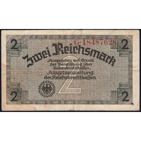 Allemagne - Territoires occupés - Pick R 137b - 2 reichsmark - Série G - 1939 - Etat : TB-