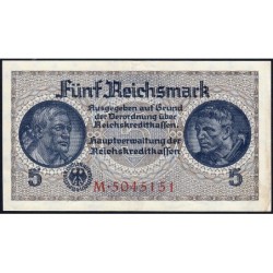 Allemagne - Territoires occupés - Pick R 138a - 5 reichsmark - Série M - 1939 - Etat : TTB+