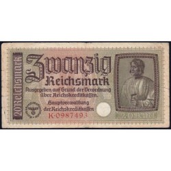 Allemagne - Territoires occupés - Pick R 139 - 20 reichsmark - Série K - 1939 - Etat : TB-