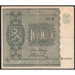 Finlande - Pick 88_30 - 100 markkaa - Litt. B - Série AS - 1945 (1948) - Etat : TTB