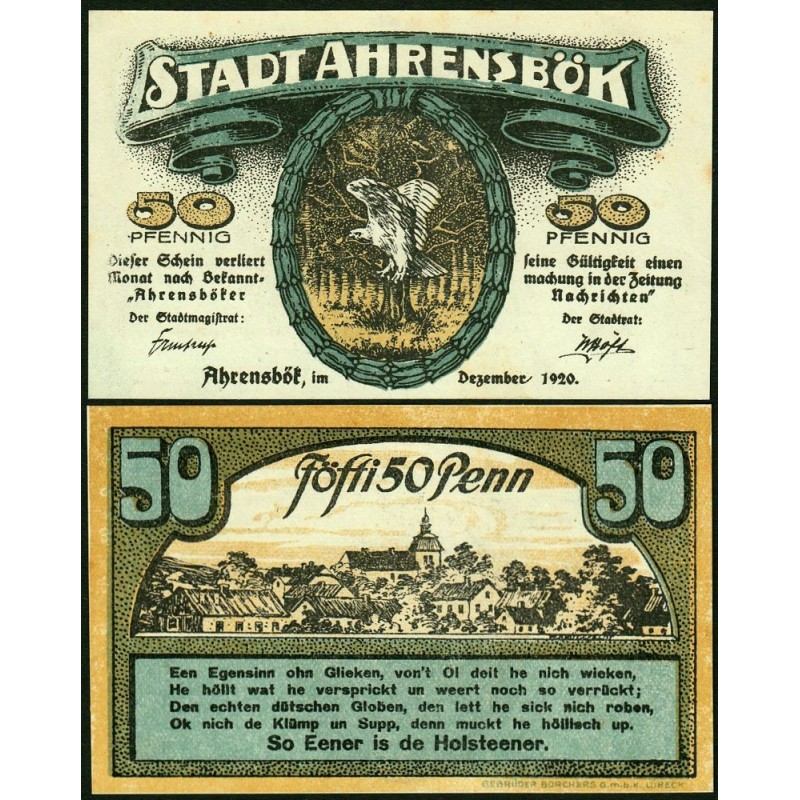 Allemagne - Notgeld - Ahrensbök - 50 pfennig - 12/1920 - Etat : SPL