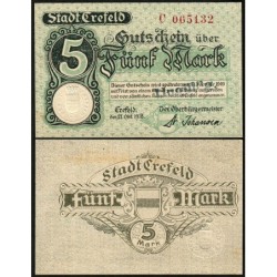 Allemagne - Notgeld - Crefeld - 5 mark - Série C - 21/10/1918 - Annulé - Etat : SUP+