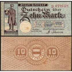 Allemagne - Notgeld - Crefeld - 10 mark - Série D - 21/10/1918 - Annulé - Etat : SPL