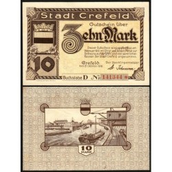 Allemagne - Notgeld - Crefeld - 10 mark - Série D - 21/10/1918 - Annulé - Etat : pr.NEUF