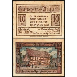 Allemagne - Notgeld - Ditfurt - 10 pfennig - 01/07/1921 - Etat : TB+