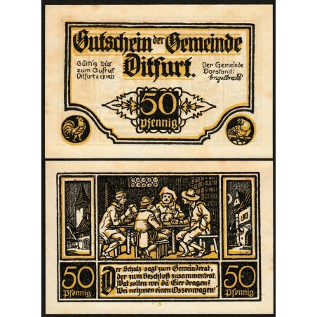 Allemagne - Notgeld - Ditfurt - 50 pfennig - Type 3 - 01/07/1921 - Etat : TB+