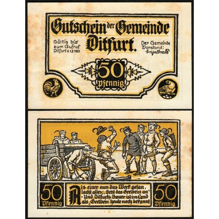 Allemagne - Notgeld - Ditfurt - 50 pfennig - Type 6 - 01/07/1921 - Etat : TB+