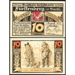 Allemagne - Notgeld - Fürstenberg - 10 pfennig - 01/08/1921 - Etat : NEUF