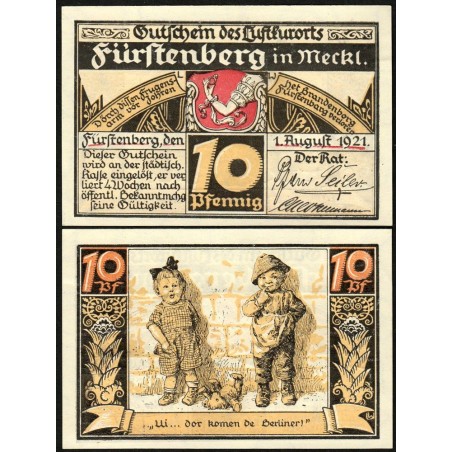 Allemagne - Notgeld - Fürstenberg - 10 pfennig - 01/08/1921 - Etat : NEUF