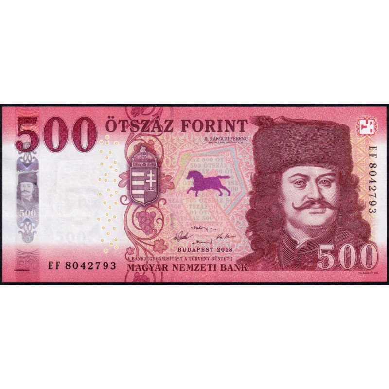 Hongrie - Pick 202a - 500 forint - Série EF - 2018 - Etat : NEUF