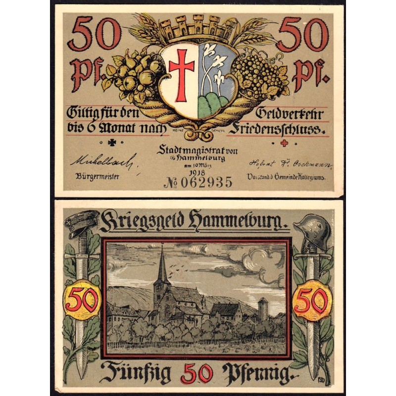 Allemagne - Notgeld - Hammelburg - 50 pfennig - 10/03/1918 (1921) - Etat : SPL