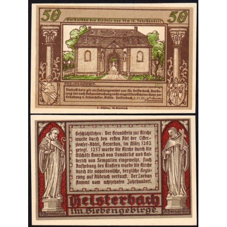 Allemagne - Notgeld - Heisterbach - 50 pfennig - Type 1 - Série 1611 - 01/11/1921 - Etat : NEUF