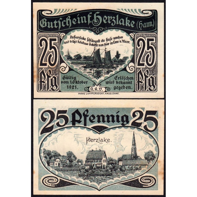 Allemagne - Notgeld - Herzlake - 25 pfennig - 01/10/1921 - Etat : SUP