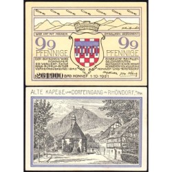 Allemagne - Notgeld - Honnef an Rhein - 99 pfennig - Type 2 - d - 01/10/1921 - Etat : NEUF