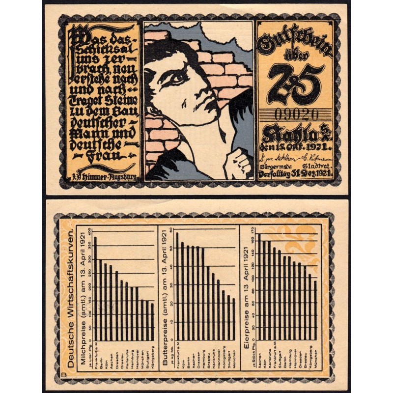 Allemagne - Notgeld - Kahla - 25 pfennig - Type B - 15/10/1921 - Etat : SPL