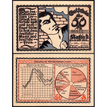 Allemagne - Notgeld - Kahla - 50 pfennig - Type C - 15/10/1921 - Etat : NEUF