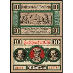 Pologne - Notgeld - Allenstein (Olsztyn) - 10 pfennig - Série B - 01/04/1921 - Etat : NEUF