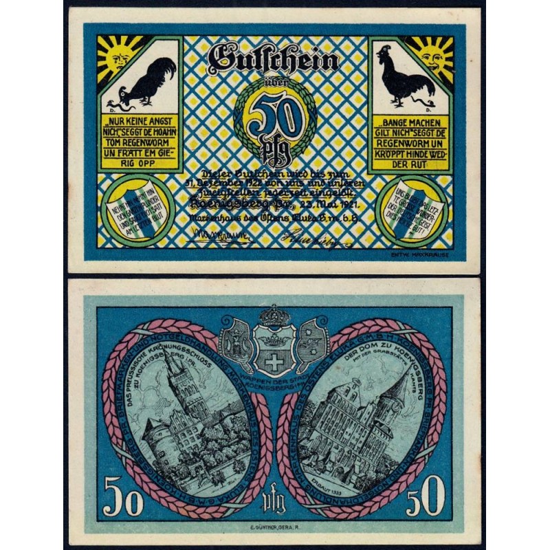 Russie - Notgeld - Königsberg (Kaliningrad) - 50 pfennig - Type 3 - 23/05/1921 - Etat : SPL+