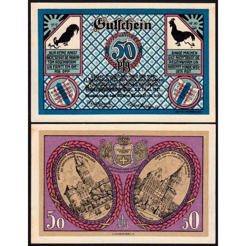 Russie - Notgeld - Königsberg (Kaliningrad) - 50 pfennig - Type 4 - 23/05/1921 - Etat : SPL+