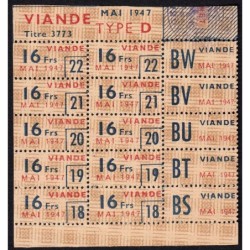 1947 - Titre 3773 - Viande - Type D - Mai - Agen (01) - Etat : SUP