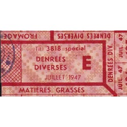 1947 - Titre 3818 spécial - Denrées diverses - Catégorie E - Juillet - Etat : TTB+