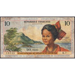 Antilles Françaises - Pick 8b - 10 francs - Série K.7 - 1966 - Etat : B