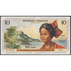 Antilles Françaises - Pick 8b - 10 francs - Série O.7 - 1966 - Etat : SUP