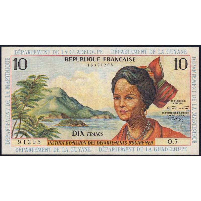 Antilles Françaises - Pick 8b - 10 francs - Série O.7 - 1966 - Etat : SUP