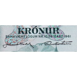 Islande - Pick 44a_12 - 100 kronur - Série DA - Loi 1961 (1965) - Etat : NEUF