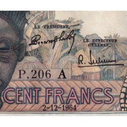 Côte d'Ivoire - Pick 101Ad - 100 francs - Série P.206 - 02/12/1964 - Etat : TTB