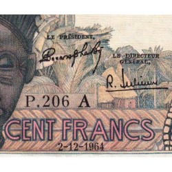 Côte d'Ivoire - Pick 101Ad - 100 francs - Série P.206 - 02/12/1964 - Etat : TTB+