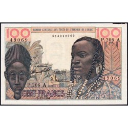 Côte d'Ivoire - Pick 101Ad - 100 francs - Série P.206 - 02/12/1964 - Etat : TTB+