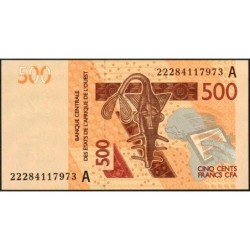 Côte d'Ivoire - Pick 119Ak - 500 francs - 2022 - Etat : NEUF