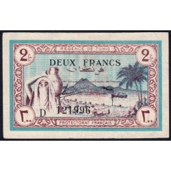 Régence de Tunis - Pick 56 - 2 francs - Série D - 15/07/1943 - Etat : TTB+