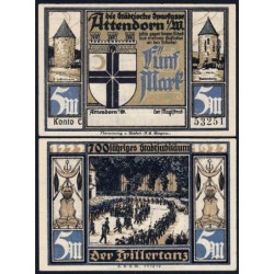 Allemagne - Notgeld - Attendorn - 5 mark - Série E - 1922 - Etat : NEUF