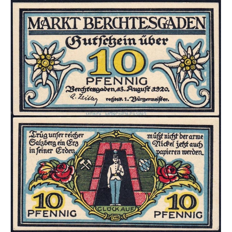 Allemagne - Notgeld - Berchtesgaden - 10 pfennig - 13/08/1920 - Etat : NEUF