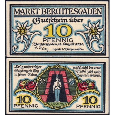 Allemagne - Notgeld - Berchtesgaden - 10 pfennig - 13/08/1920 - Etat : NEUF