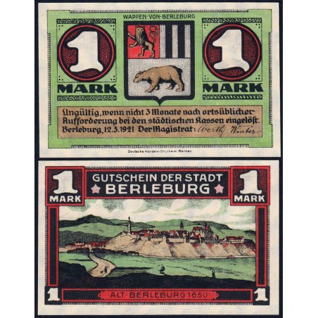 Allemagne - Notgeld - Berleburg (Bad Berleburg) - 1 mark - 12/03/1921 - Etat : SPL