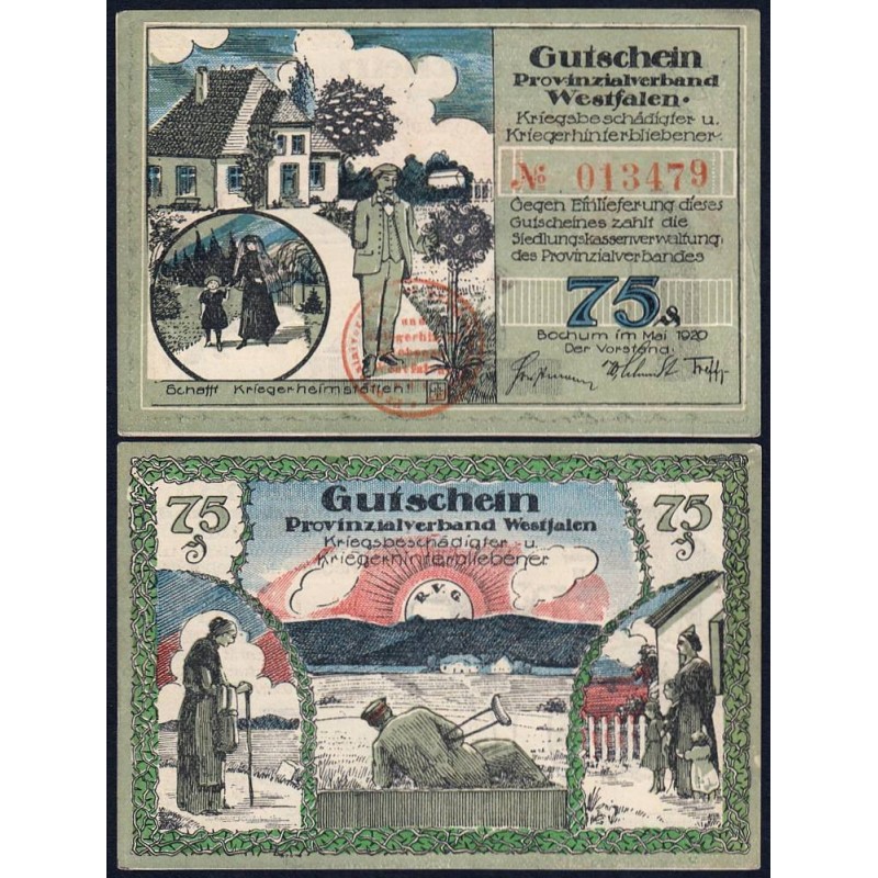 Allemagne - Notgeld - Bochum - 75 pfennig - Type 4 - 01/11/1921 - Etat : SPL