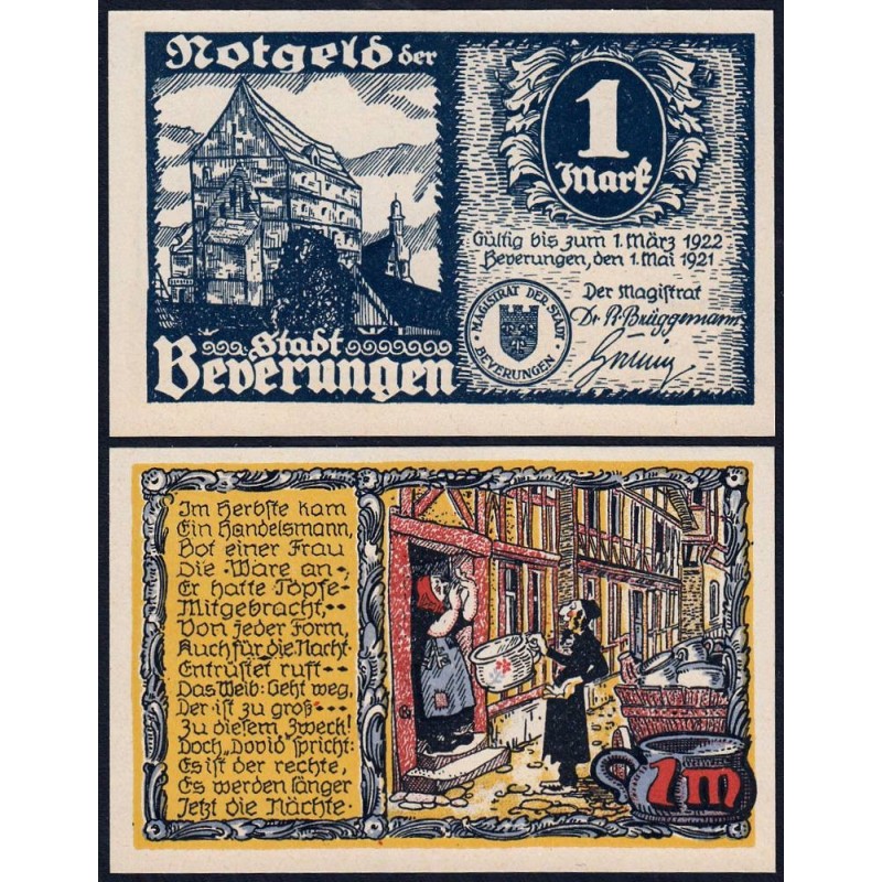 Allemagne - Notgeld - Beverungen - 1 mark - 01/05/1921 - Etat : NEUF