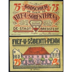 Allemagne - Notgeld - Bredstedt - 75 penn - 1921 - Etat : SUP