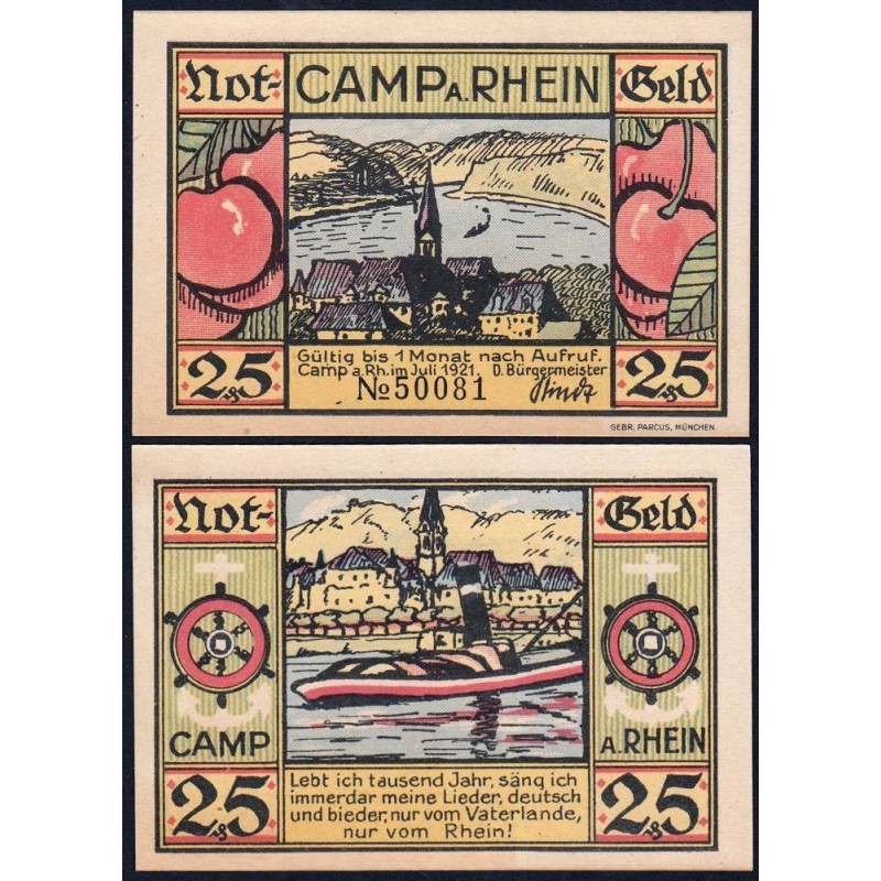 Allemagne - Notgeld - Camp-Bornhofen (Kamp-Bornhofen) - 25 pfennig - 07/1921 - Etat : NEUF