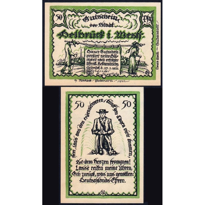 Allemagne - Notgeld - Delbrück - 50 pfennig - 27/01/1921 - Etat : NEUF