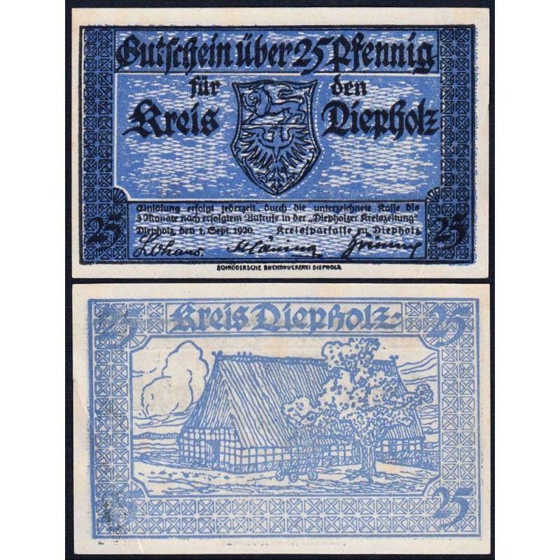 Allemagne - Notgeld - Diepholz - 25 pfennig - 01/09/1920 - Etat : SUP+